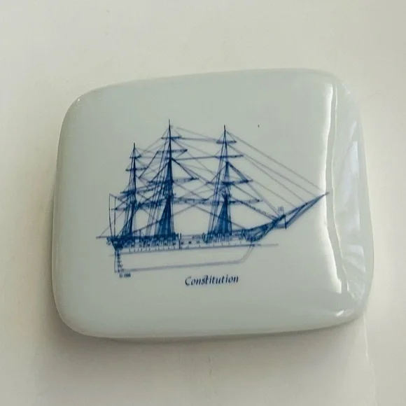 New Constitution Box White with Blue Constitution Ship Piccadilly West London